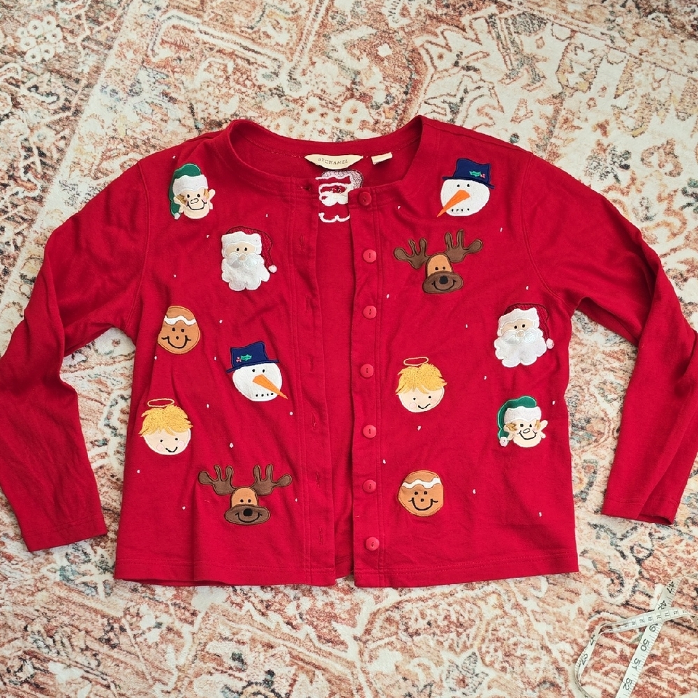 Bechamel Women's Red Christmas Cardigan Size Med